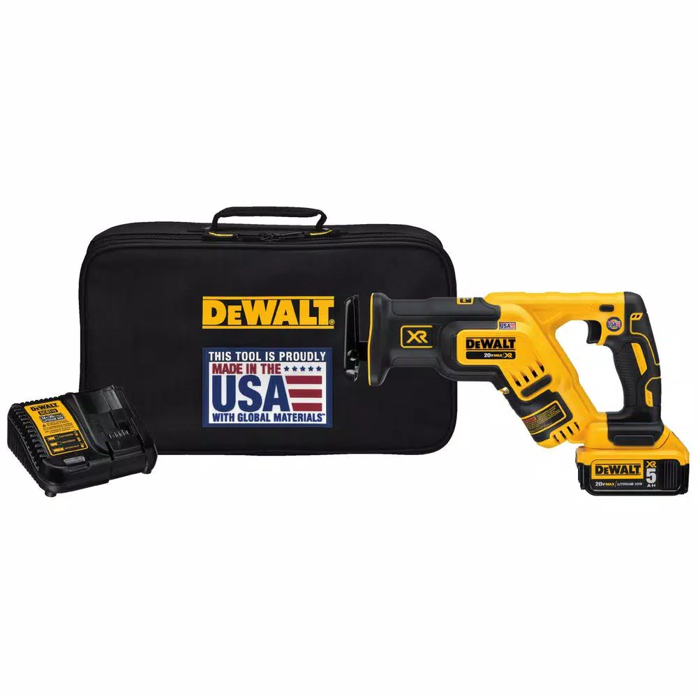 DEWALT 20V MAX XR Cordless Brushless Compact Reciprocating Saw Kit with (2) 5.0 Ah Batteries & Charger