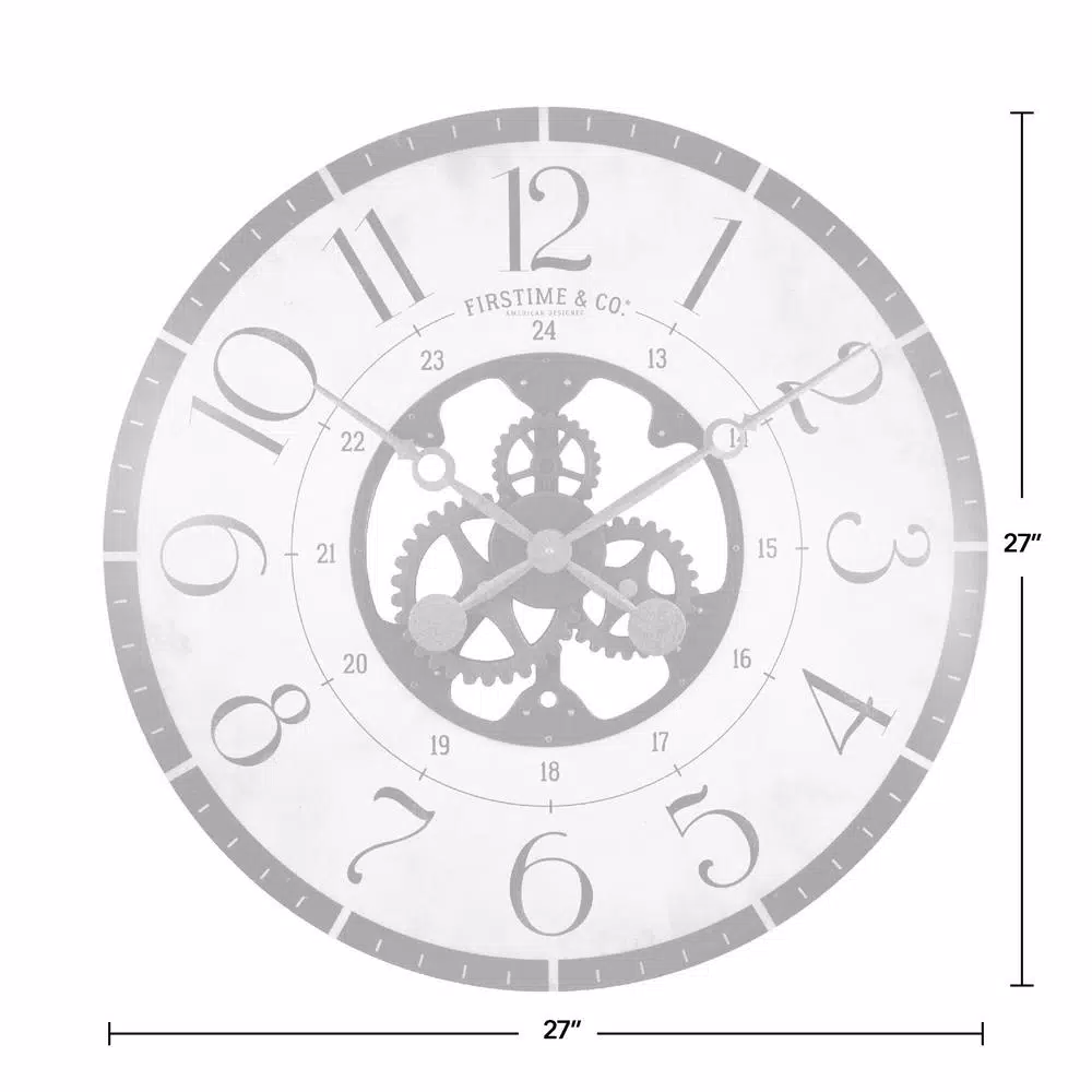 FirsTime 27 in. Carlisle Gears Oversized Wood Wall Clock, Rustic Brown