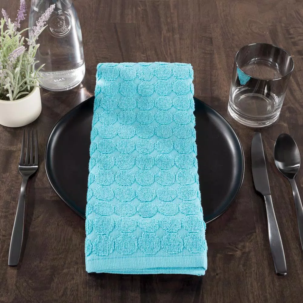Lavish Home 8-Piece Multi-Color Circle Pattern Weave 100% Cotton Kitchen Towel Set
