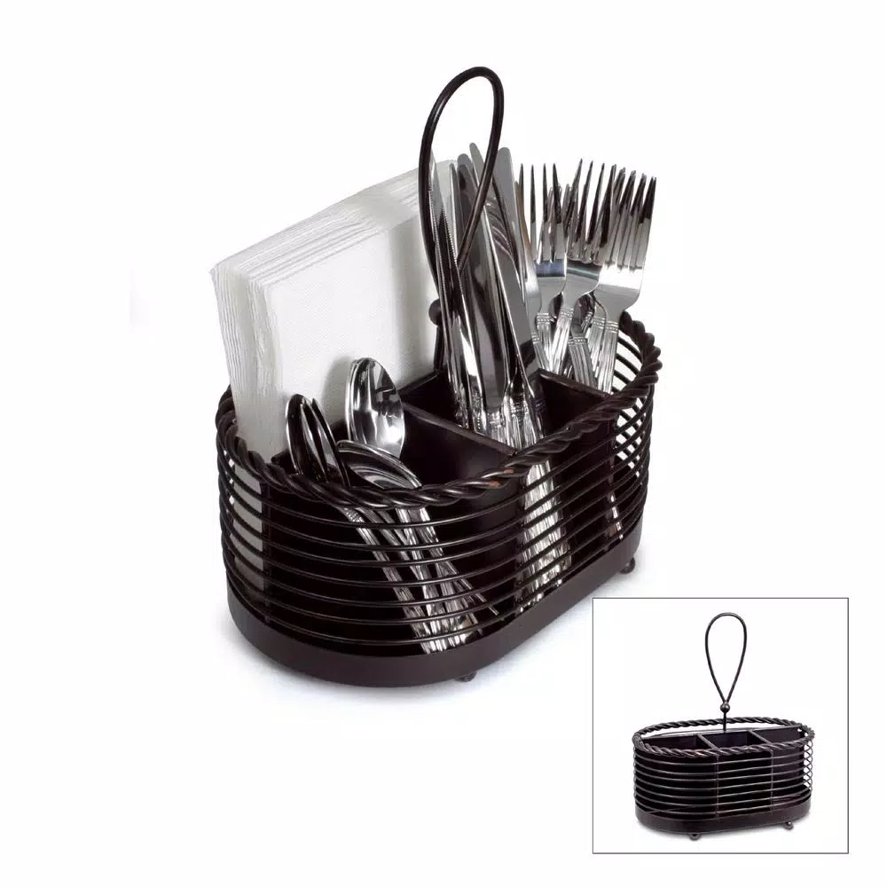 Gourmet Basics by Mikasa Mikasa Gourmet Basics 10 in. Wrought Iron Rope Napkin and Flatware Caddy