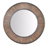 Home Decorators Collection 31 in. Round Farmhouse Accent Mirror with Distressed Wood Finish thumbnail 1