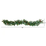 Nearly Natural 6 ft. Pre-lit Artificial Mixed Pine and Pinecone Garland with 35 Clear LED Lights thumbnail 2