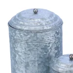 Benzara 3-Piece Rustic Galvanized Metal Kitchen Canisters Set - Distressed Gray Farmhouse Storage Jars thumbnail 3