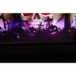 Haunted Hill Farm 71 in. Black Animated Skull Lamp Post with Spooky Music thumbnail 12