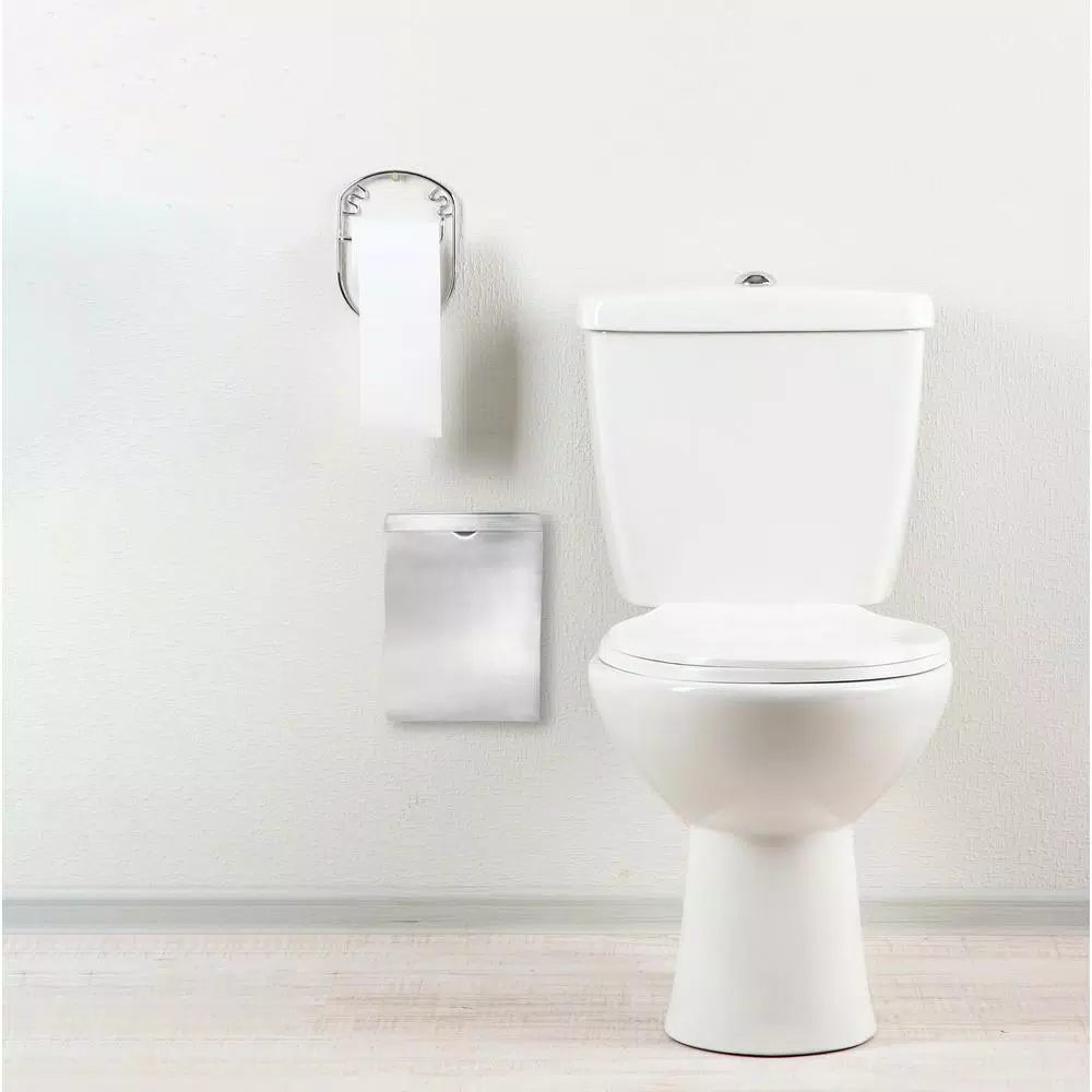 Alpine Industries Wall-Mounted Sanitary Napkin Receptacle, Brushed Stainless Steel