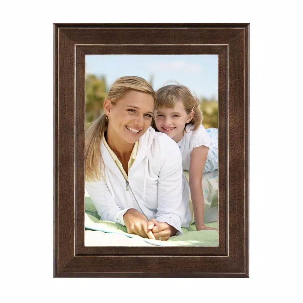 DesignOvation Kieva 5 x 7 in. Brown Solid Wood Picture Frame Set of 6, Distressed Classic Gallery Wall Set