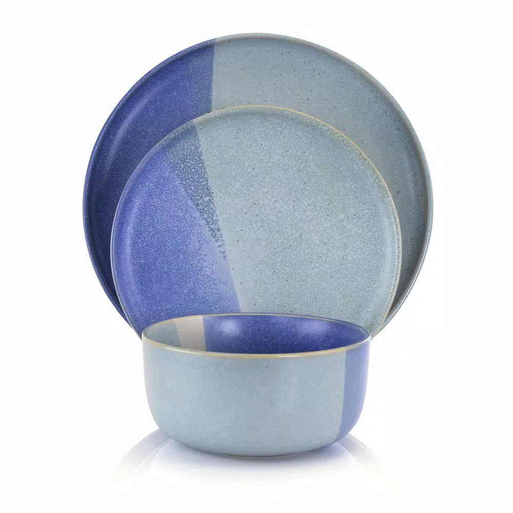 Gibson Elite Convergence 16-Piece Blue Stoneware Dinnerware Set, Service for 4