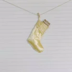 VHC Brands 15 in. Creme Memories Glam Christmas Stocking with Gold and Ivory Ribbon Embellishment thumbnail 2