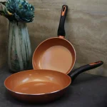 Gibson Home Hummington 2-Piece Aluminum Ceramic Nonstick Frying Pan Set, Metallic Copper thumbnail 4