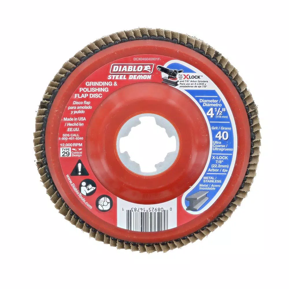 Diablo Steel Demon 4-1/2 in. 40-Grit X-Lock Flap Disc for Angle Grinders