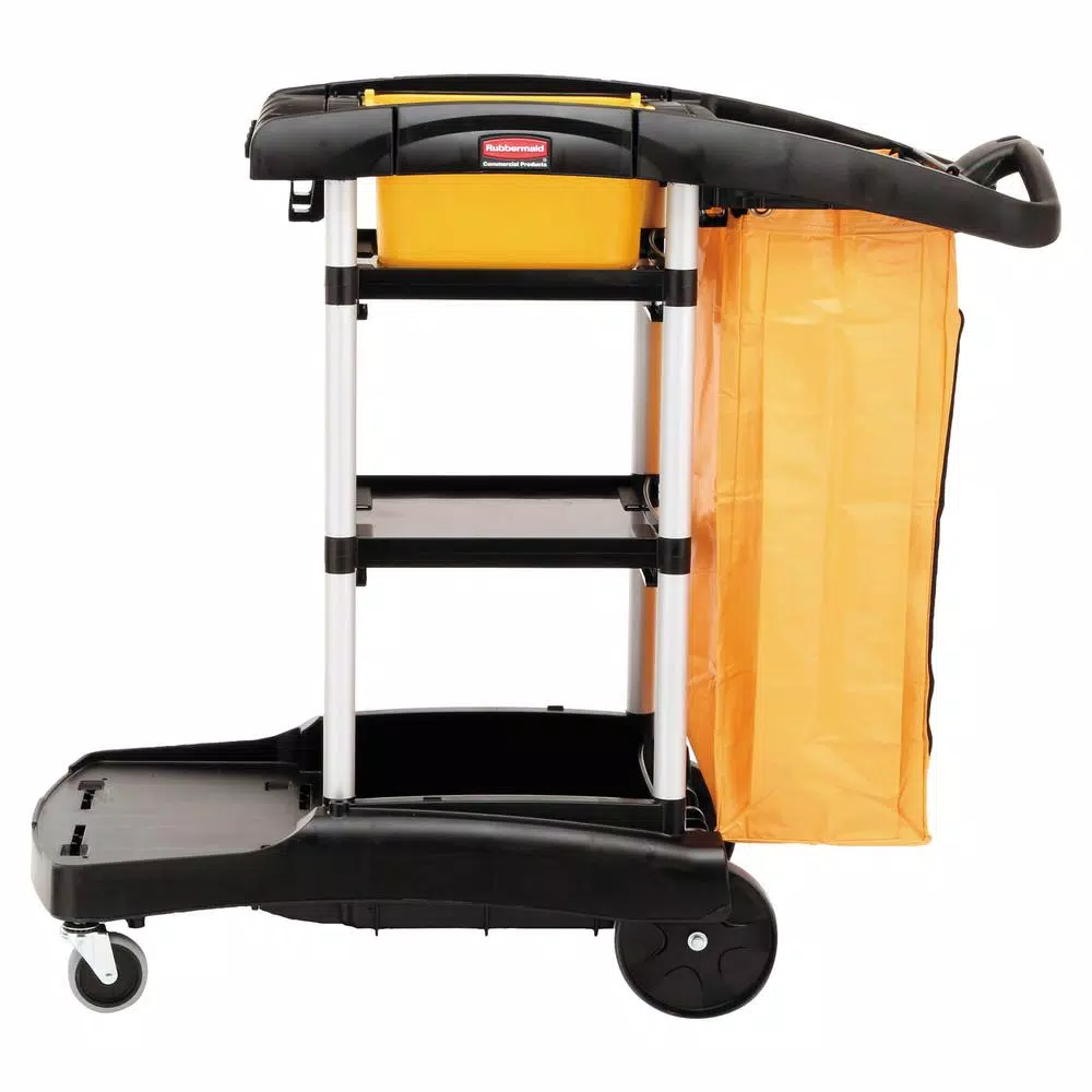 Rubbermaid Commercial Products High-Capacity Janitorial Cleaning Cart with Aluminum Frame