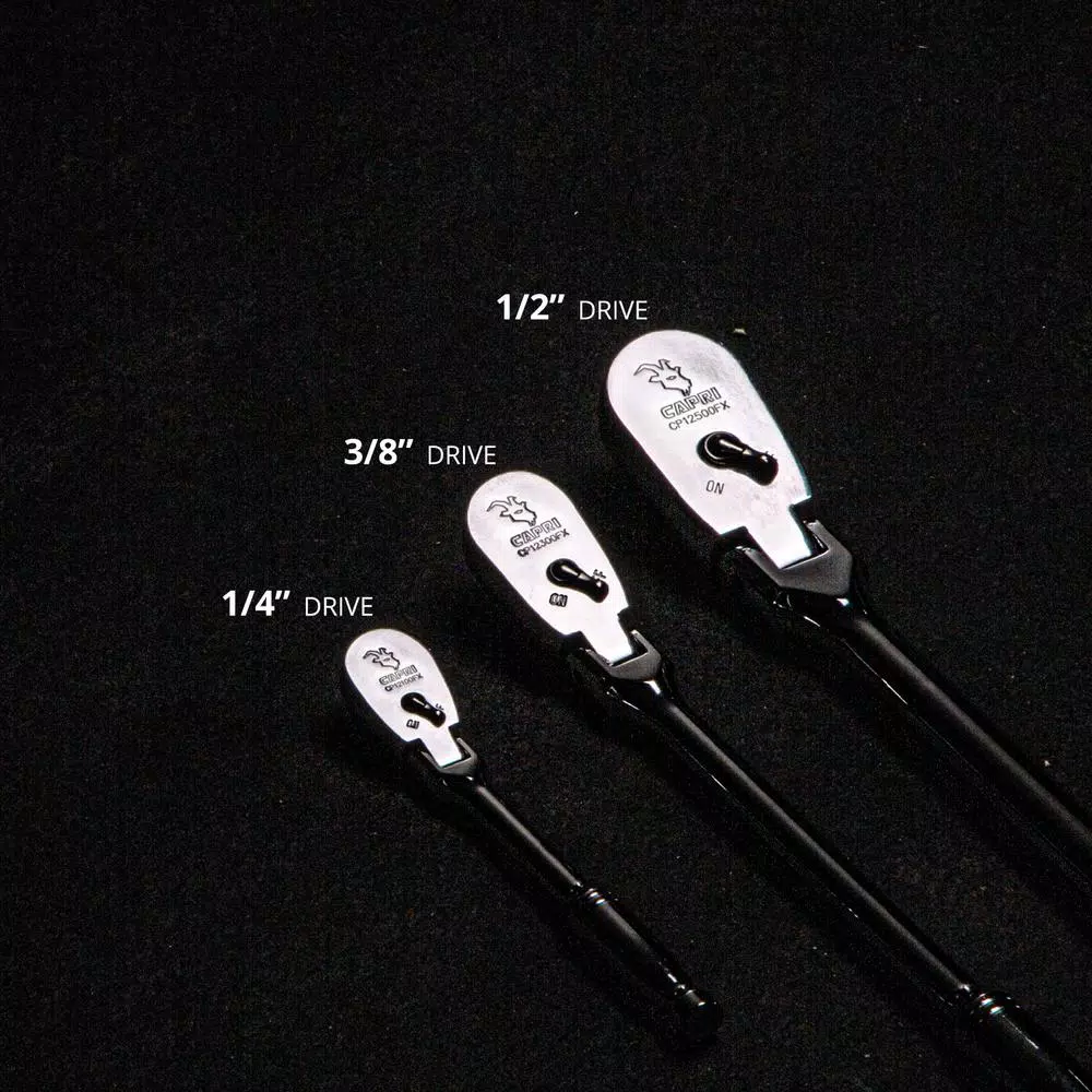 Capri Tools 3-Piece Low Profile Flex-Head 72-Tooth Ratchet Set (1/4 in., 3/8 in., 1/2 in. Drive)