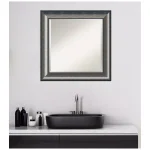 Amanti Art Quicksilver Scoop 25.75 in. x 25.75 in. Square Bathroom Vanity Wall Mirror, Silver thumbnail 7