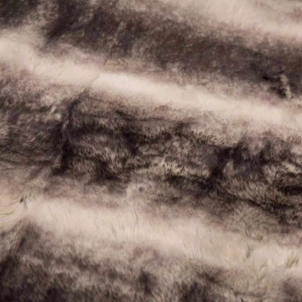 Glitzhome 60 in. Ombre Gray Faux Fur Luxury Throw Blanket
