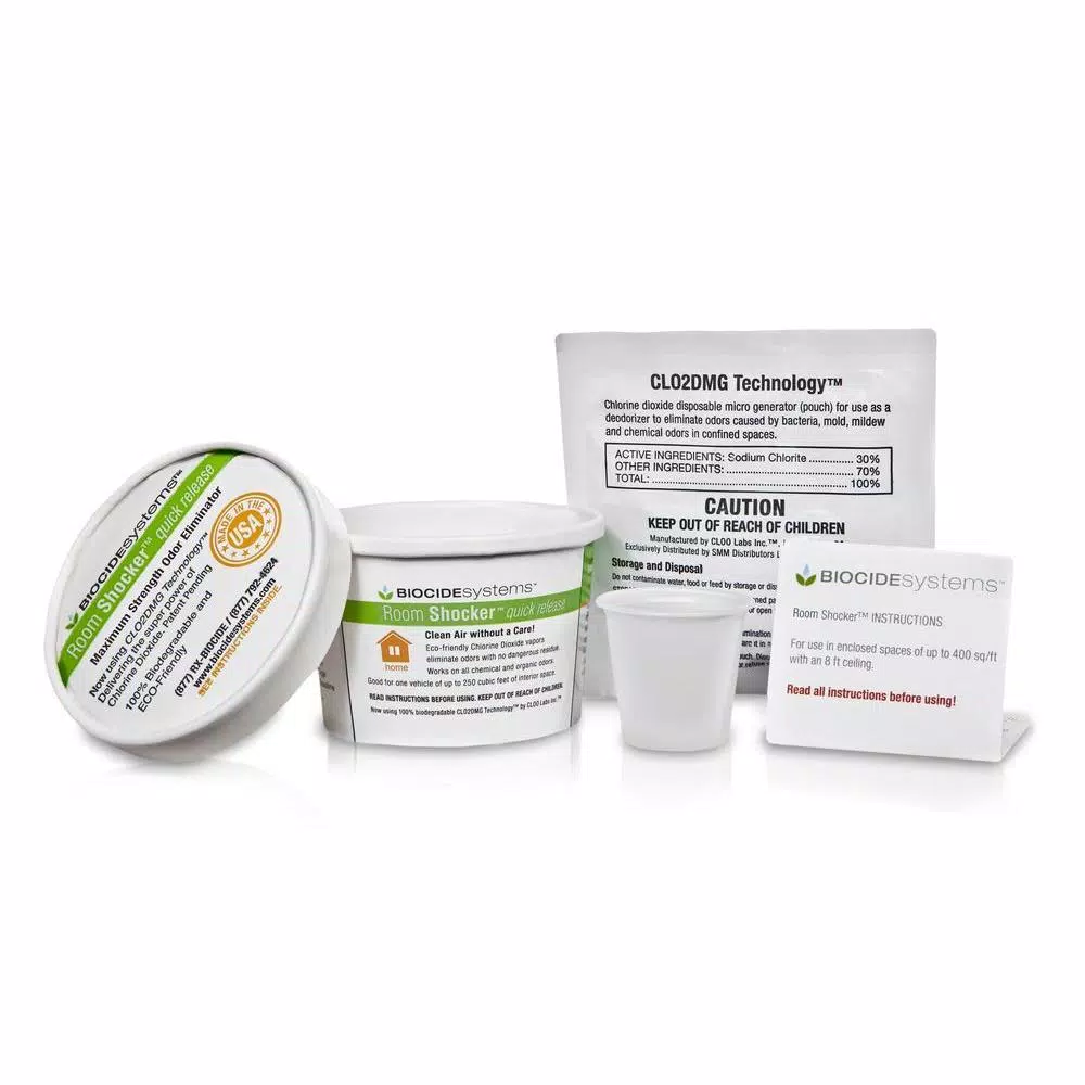 Biocide Systems Room Shocker 11g Chlorine Dioxide (ClO2) Odor Eliminator - Professional Strength