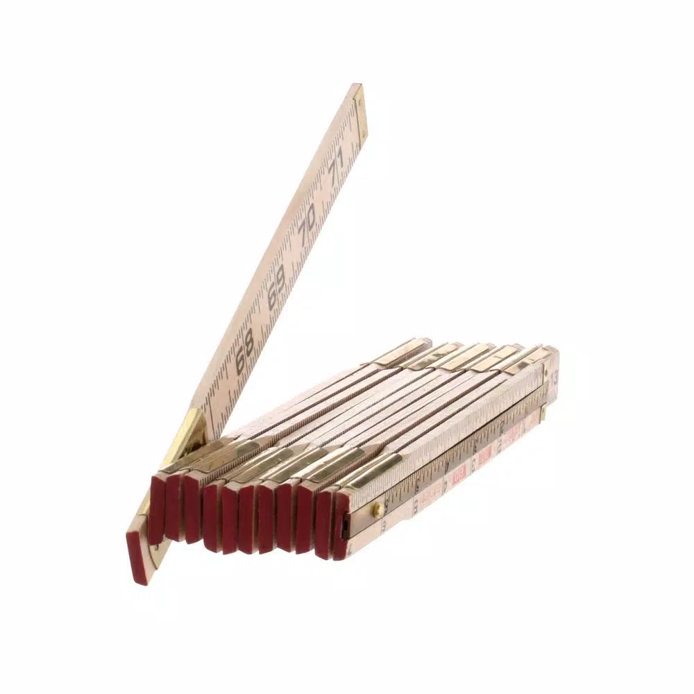 Lufkin 6 ft. Wood Rule with 6 in. Brass Slide Extension, Graduated to 1/16 in.