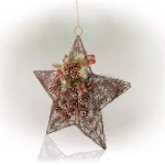 Alpine Corporation 20 in. Rustic Pinecone Christmas Star Hanging Decor thumbnail 6