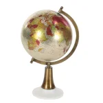 LITTON LANE Modern Reflections 15 in. Decorative Globe with Bronze Iron Axis and White Marble Base thumbnail 2