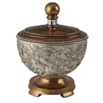 ORE International Langi Polyresin Decorative Jewelry Box with Silver/Golden Brown Pedestal Footing thumbnail 2