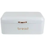 Home Basics White Grove Modern Bread Box with Rose Gold Handle - Stainless Steel Kitchen Storage thumbnail 2