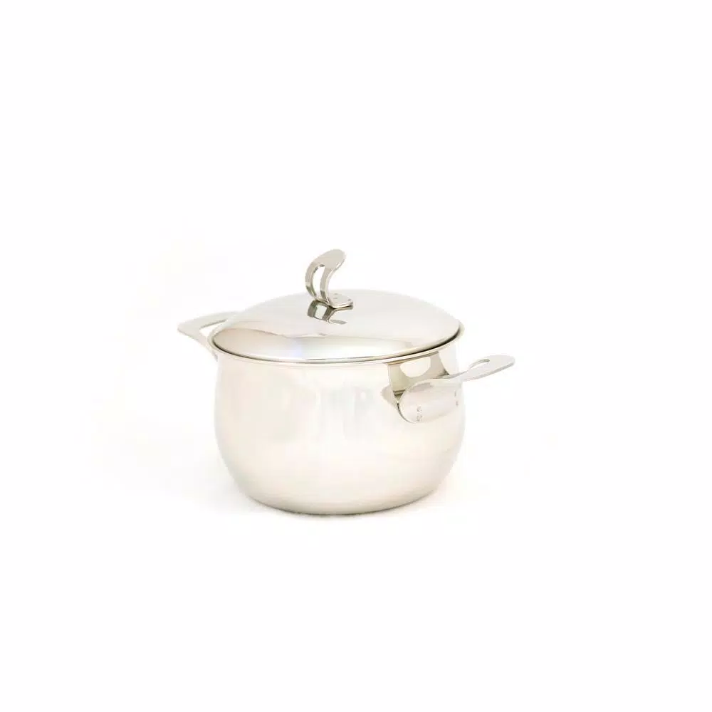 ExcelSteel Made in Italy 4 Qt Stainless Steel Stockpot Set with Sandwich Base, Induction Ready