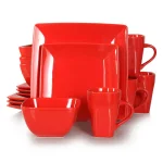 Boyel Living 16-Piece Modern Red Porcelain Dinnerware Set, Service for 4 thumbnail 1