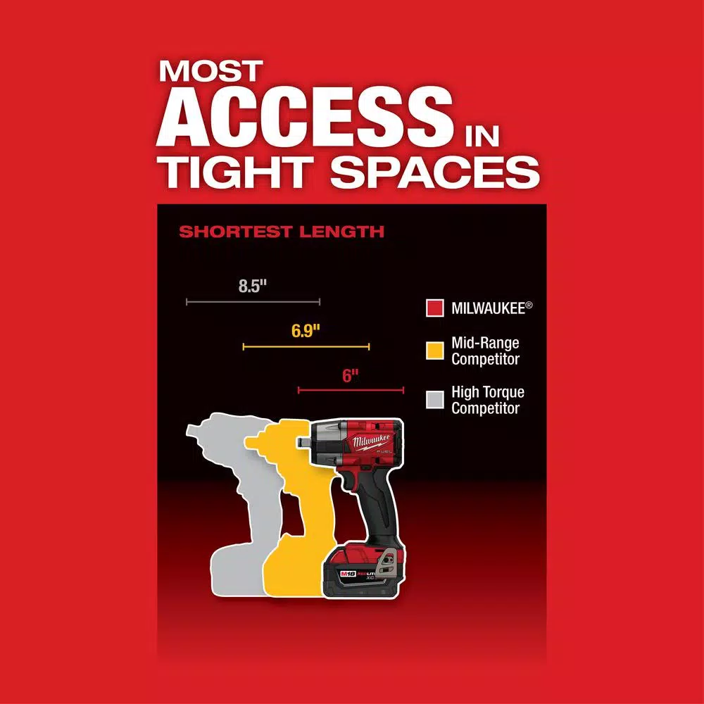 Milwaukee M18 FUEL Gen-2 1/2 in. Mid-Torque Impact Wrench w/ Friction Ring (Tool-Only)