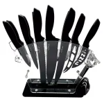 NutriChef 17-Piece Stainless Steel German Knife Set with Block Stand thumbnail 1