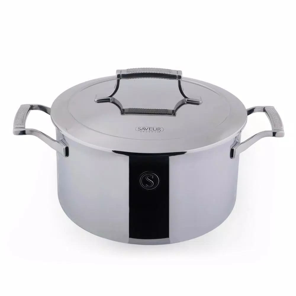Saveur Selects Voyage 6 qt. Tri-Ply Stainless Steel Stock Pot with Lid