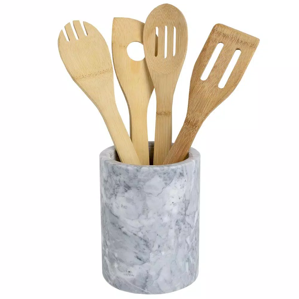 Unbranded White Marble Utensil Holder - Heavy Duty Large Capacity Utensil Crock
