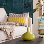 Safavieh Multi-Blocks 12 in. x 20 in. Stone Yellow Natural Striped Throw Pillow thumbnail 1