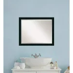 Amanti Art Nero 31.25 in. W x 25.25 in. H Rectangular Framed Bathroom Vanity Mirror, Satin Black thumbnail 1