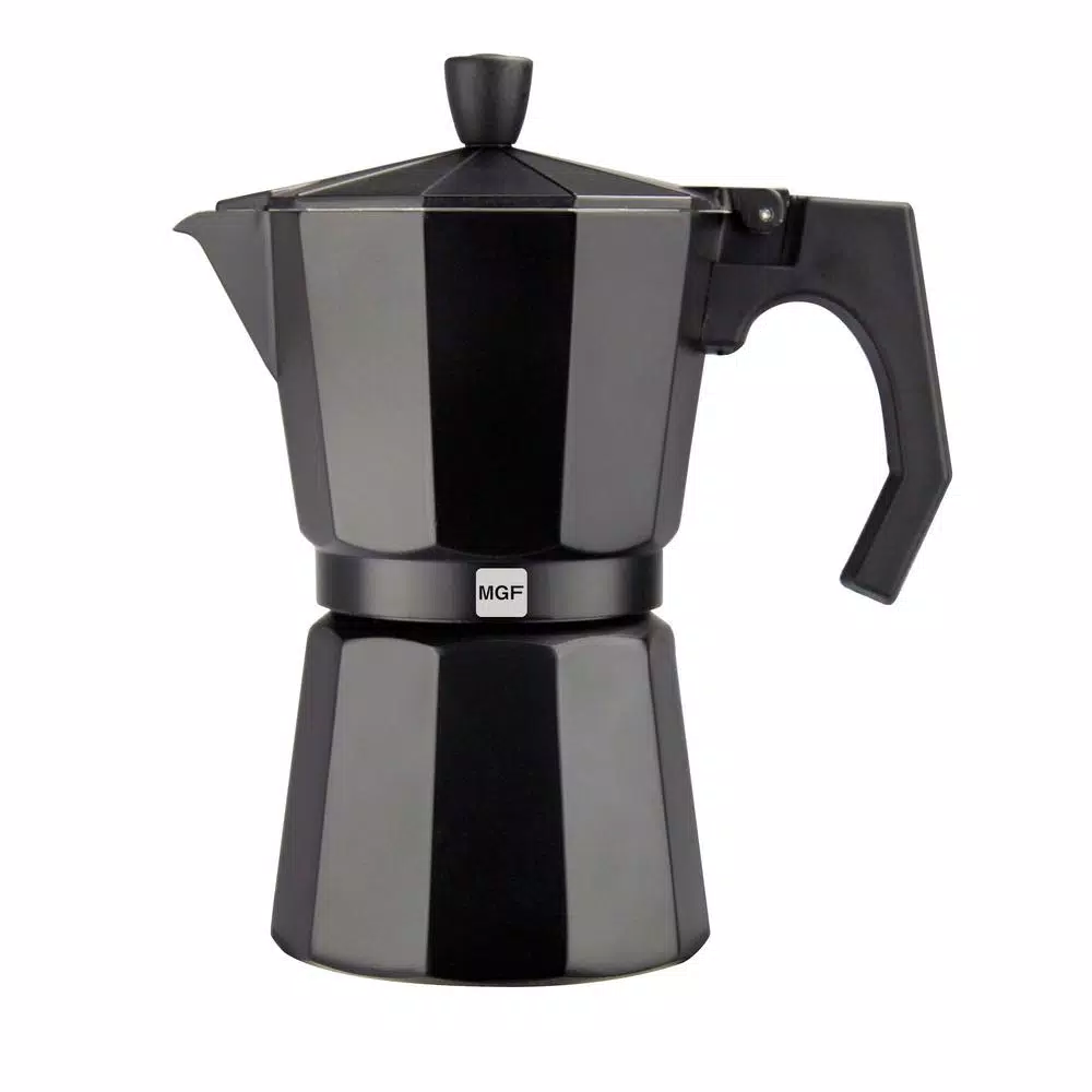 Magefesa Kenia Noir 3-Cup Aluminum Espresso Maker - Black Stovetop Moka Pot