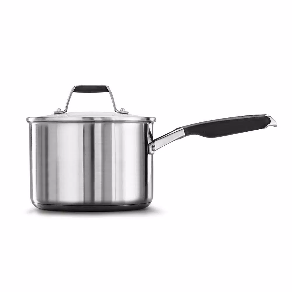 Calphalon Select by Calphalon 3.5 Qt. Stainless Steel Saucepan with Tempered Glass Lid