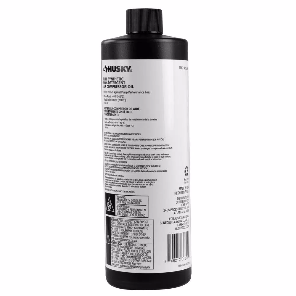 Husky 16 oz. 100% Full Synthetic Air Compressor Oil, ISO 68