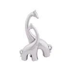 LITTON LANE Abstract Ceramic Giraffe Sculpture - Adult and Young Standing Statues, Polished Silver thumbnail 1