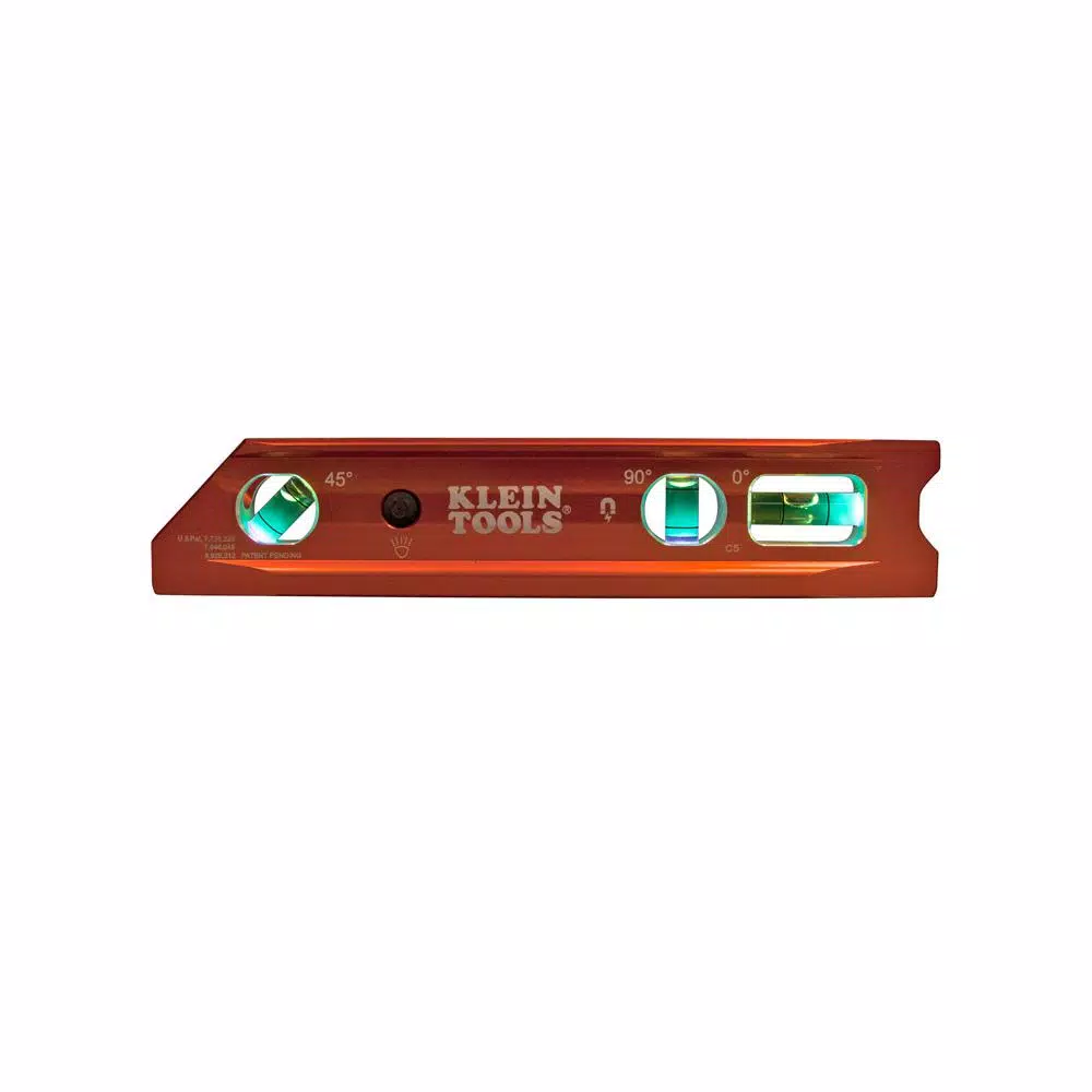 Klein Tools 9 in. Lighted Rare Earth Magnet Torpedo Billet Aluminum Level