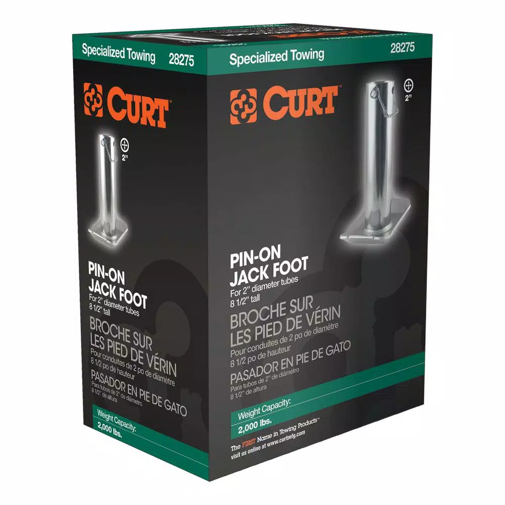 CURT Pin-On Jack Foot for 2" Tube, 2,000 lbs. Capacity, 8.5" Height