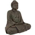 Oriental Furniture 29.5 in. Japanese Sitting Buddha Statue, Resin Stone Look Decorative Sculpture thumbnail 2