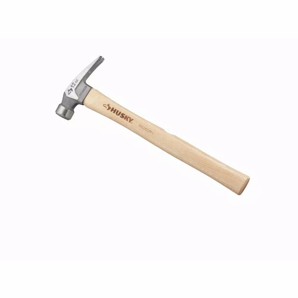 Husky 12 oz. Titanium Framing Hammer with 18 in. Hickory Handle and Magnetic Nail Starter