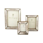 Two's Company Verona Gold Leaf Mirror Picture Frame Set of 3, Antique Gold Finish, Assorted Sizes thumbnail 1
