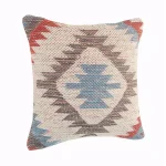 LR Home Southwestern Red Blue Gray Graphic Throw Pillow - 18 x 18 in. Cotton Square Accent Pillow thumbnail 3