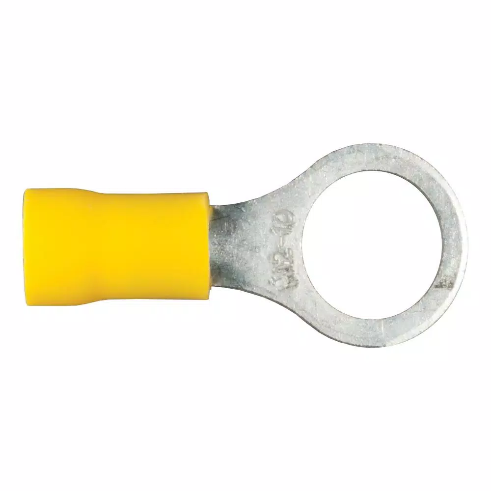 CURT Ring Terminals, 12-10 Gauge Wire, 3/8" Stud Size, Yellow, 100-Pack
