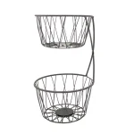 Spectrum Paxton 2-Tier Steel Fruit Basket Server, Industrial Gray thumbnail 1