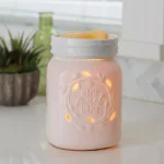 Candle Warmers Etc 8.8 in. White Mason Jar Porcelain Fragrance Warmer with 'Home Sweet Home' Design thumbnail 4