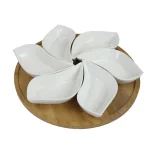 Elama Signature Collection Stoneware Appetizer Set with Bamboo Lazy Susan Tray thumbnail 1