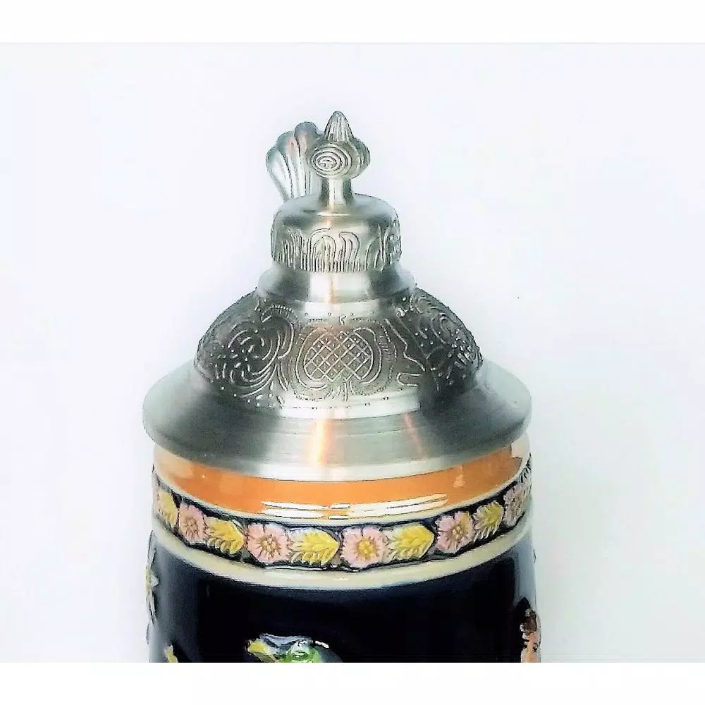 Heim Concept 16 oz. Ceramic Beer Stein with Steeple Lid, Silver