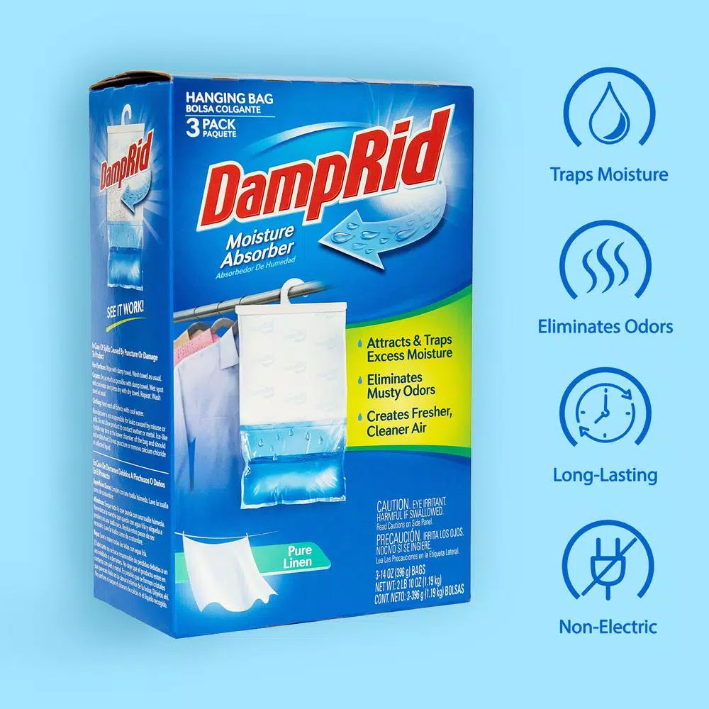 DampRid Pure Linen Hanging Moisture Absorber, 14 oz. (3-Pack)