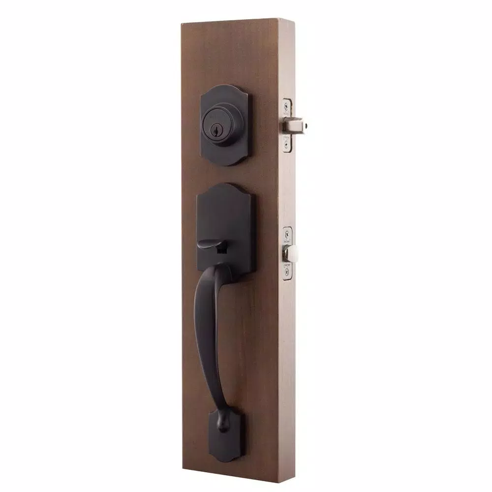 Copper Creek Tuscan Bronze Contemporary Front Door Handleset with Left-Hand Scandinavian Lever Trim