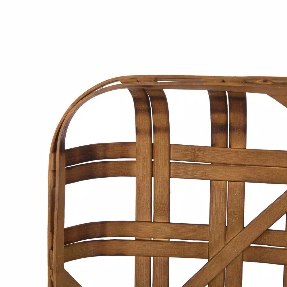 Glitzhome 18 in. Boxwood Wreath with 24 in. Bamboo Tobacco Basket Decor Set